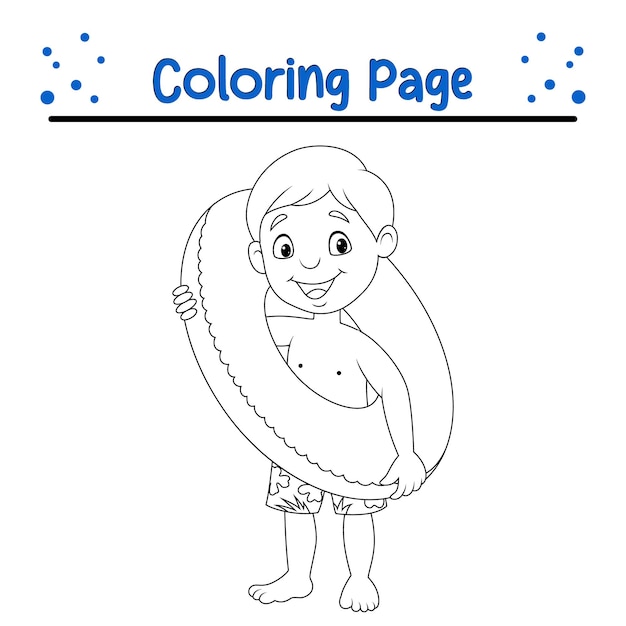 Página para colorear Niño pequeño con anillo inflable