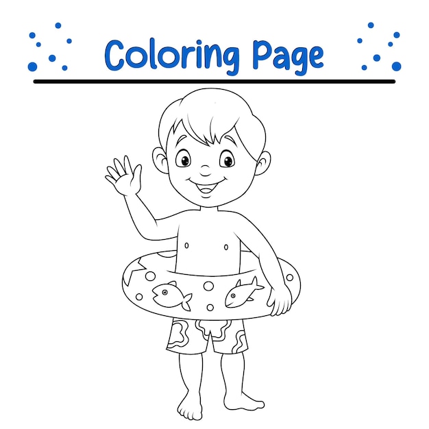 Página para colorear Niño pequeño con anillo inflable
