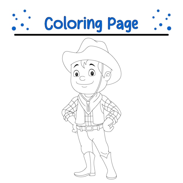 Página para colorear niño vaquero