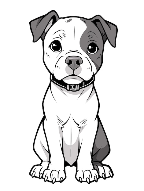 Vector página para colorear para niños con american staffordshire terrier en estilo de dibujos animados