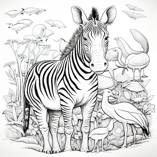 Vector página de colorear para niños animales en blanco y negro
