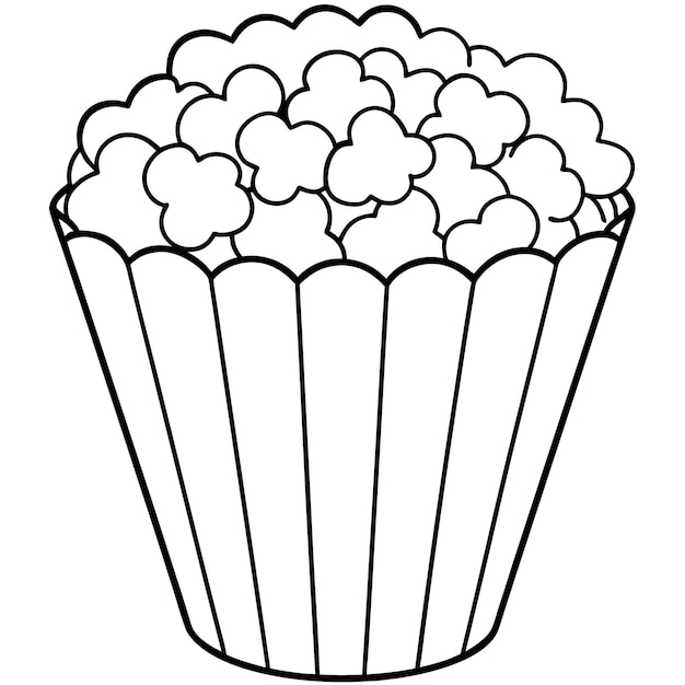 Página para colorear para niños con un diseño vectorial de palomitas de maíz
