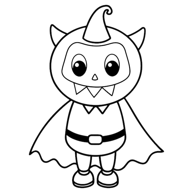 Página de colorear para niños Halloween vector negro y blanco