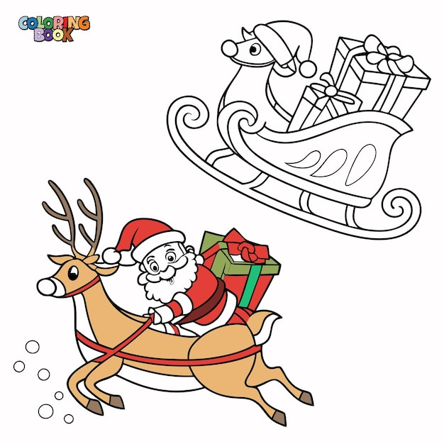 Página de colorear para niños de Navidad Papá Noel
