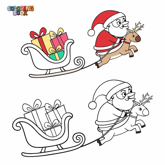 Página de colorear para niños de Navidad Papá Noel