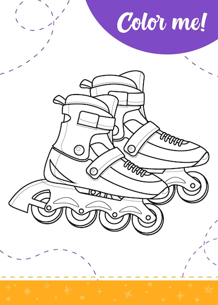 Página para colorear para niños con patines de dibujos animados