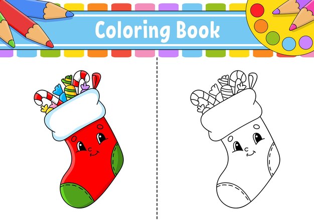 Página para colorear para niños personaje de dibujos animados Silueta de contorno negro Aislado sobre fondo blanco Ilustración vectorial