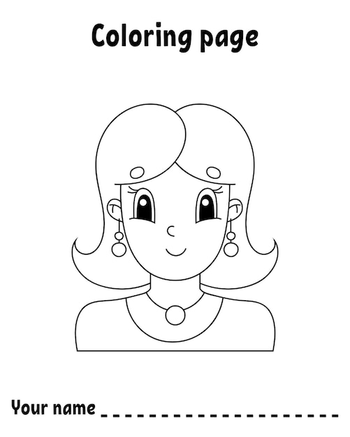 Vector página para colorear para niños personaje de estilo de dibujos animados aislado en fondo blanco ilustración vectorial