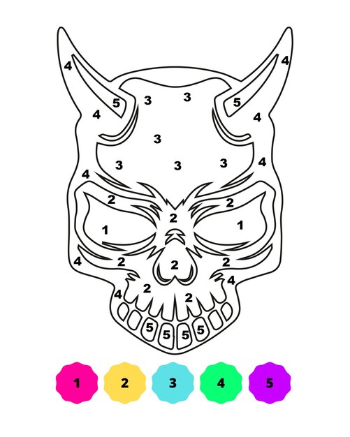 Página para colorear por números de Halloween Página para colorear para niños Colorear por números Halloween
