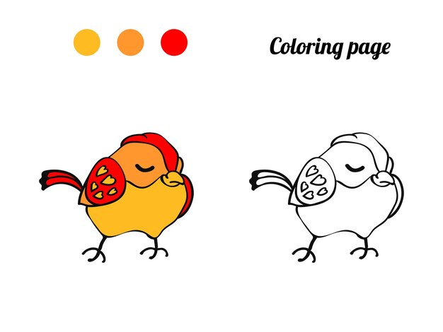 Página para colorear o libro con ilustración de pájaro