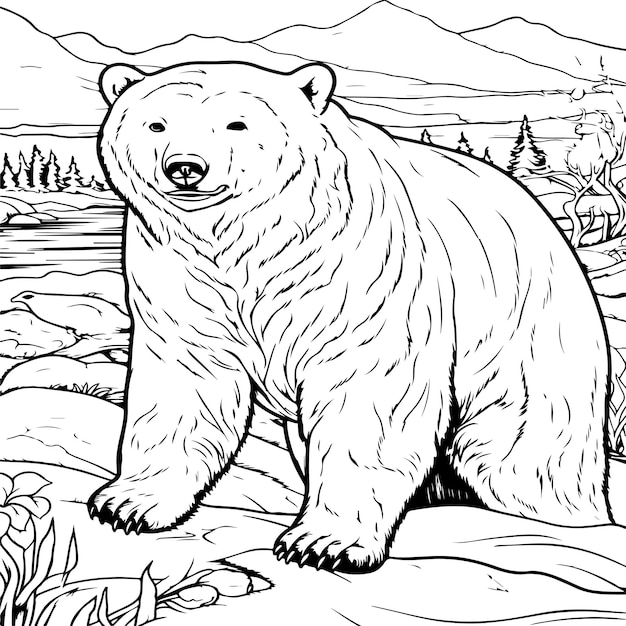 Página para colorear de oso polar