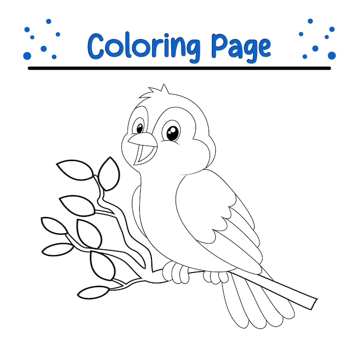 Vector página para colorear de un pájaro lindo