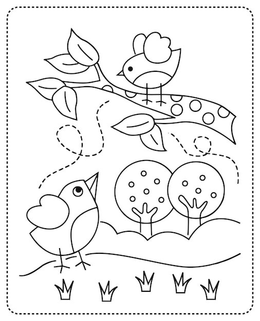 Página para colorear de pájaros del amor
