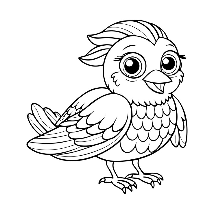 Página para colorear pájaros para niños Ilustración de arte de línea