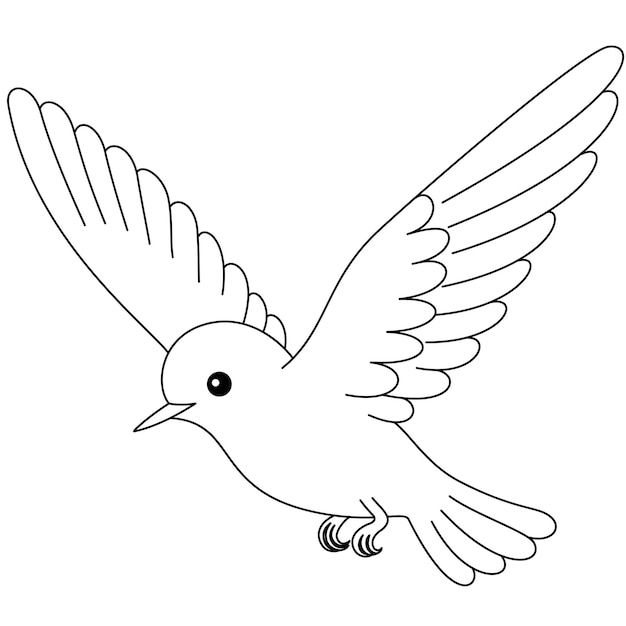 Página para colorear paloma linda aislada sobre fondo blanco página para colorear contorno de animal de verano para niños