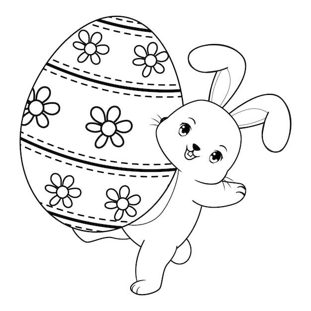 Página para colorear de Pascua con el conejo