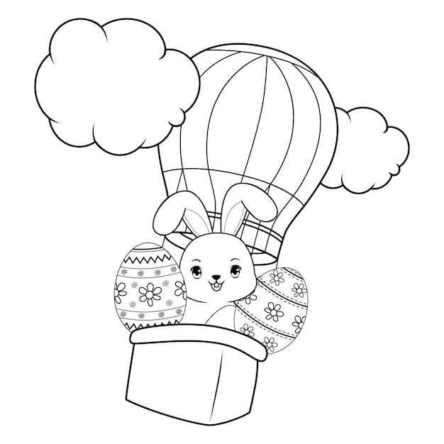 Página para colorear de Pascua con el conejo