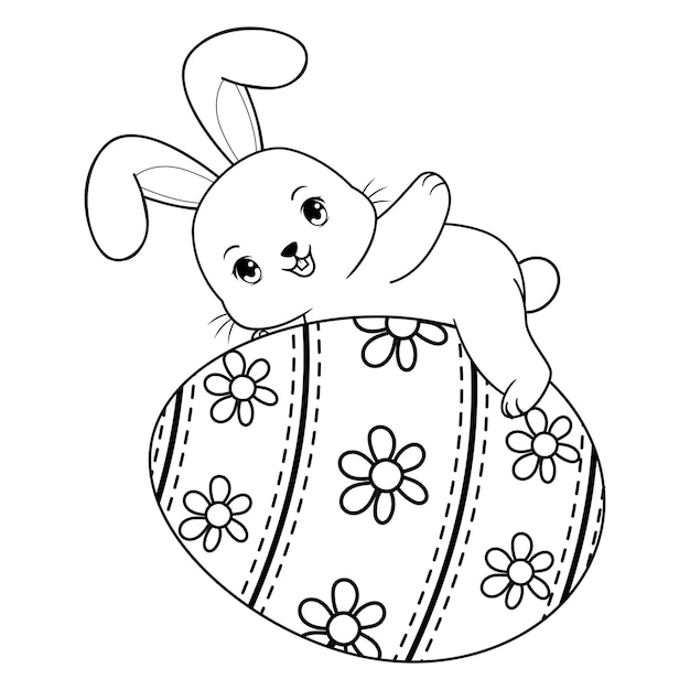 Página para colorear de Pascua con el conejo