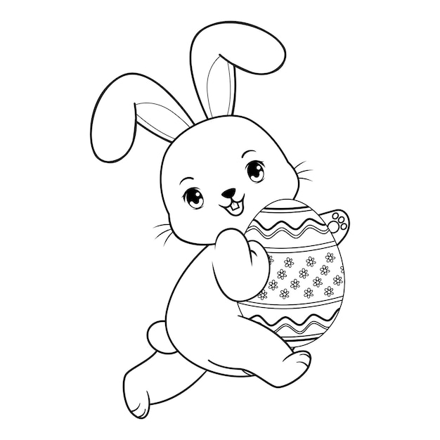 Página para colorear de Pascua con el conejo