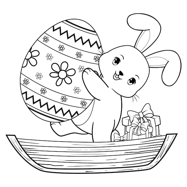 Página para colorear de Pascua con el conejo