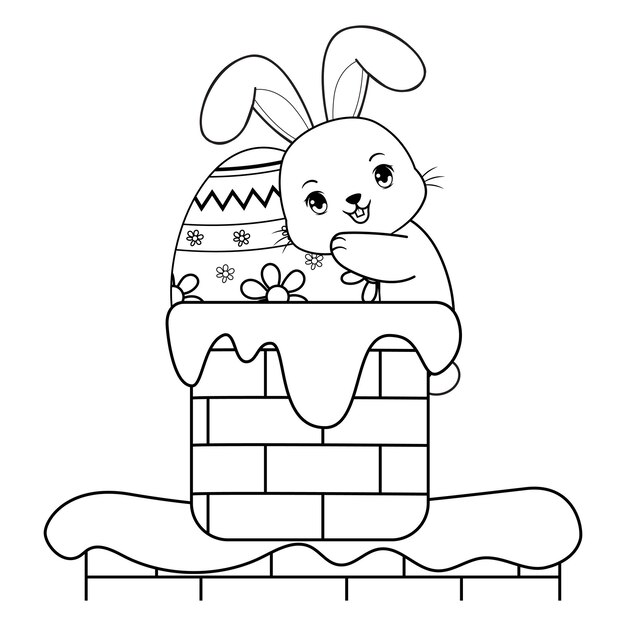 Página para colorear de Pascua con el conejo