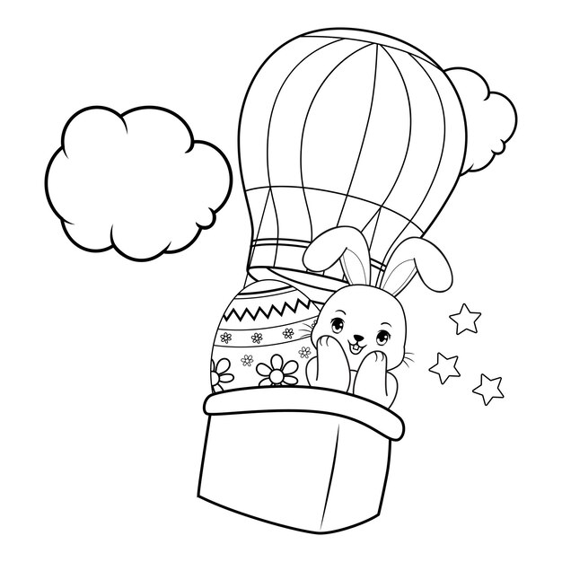 Página para colorear de Pascua con el conejo