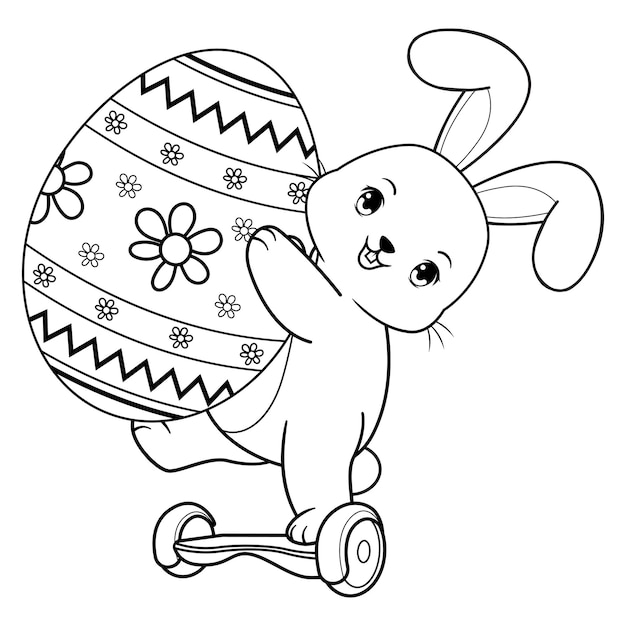 Página para colorear de Pascua con el conejo