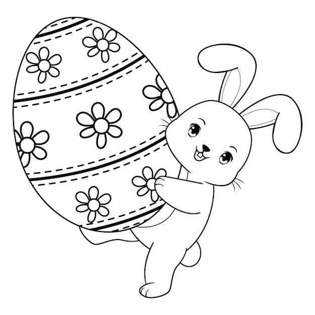 Página para colorear de Pascua con el conejo