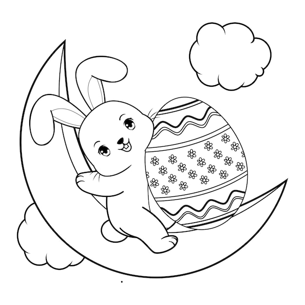 Página para colorear de Pascua con el conejo