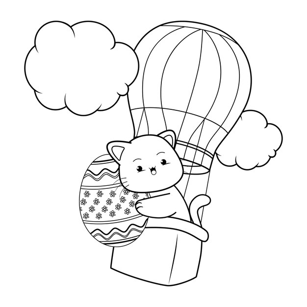 Página para colorear de Pascua con gato