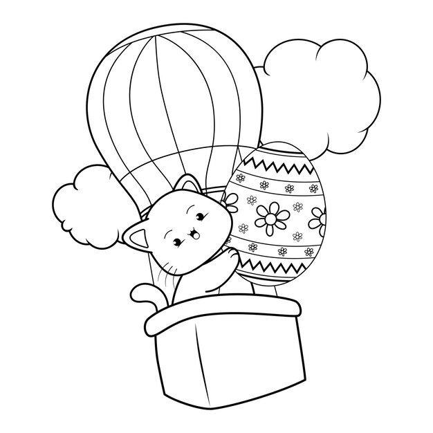 Página para colorear de Pascua con gato