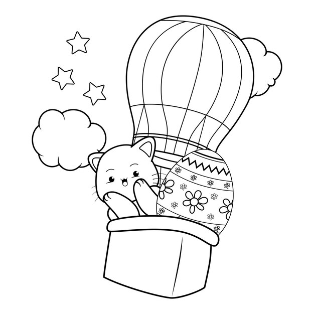 Página para colorear de Pascua con gato