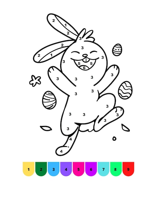 Página para colorear de Pascua para niños Color por número Dibujo de Pascua