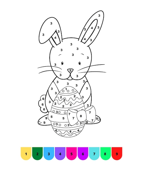 Página para colorear de Pascua para niños Color por número Dibujo de Pascua