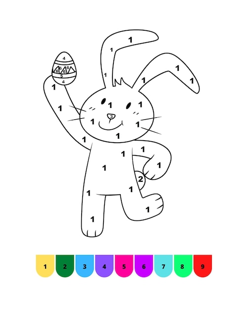 Página para colorear de pascua para niños color por número dibujo de pascua