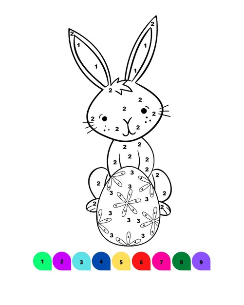 Página para colorear de Pascua para niños Color por número Dibujo de Pascua