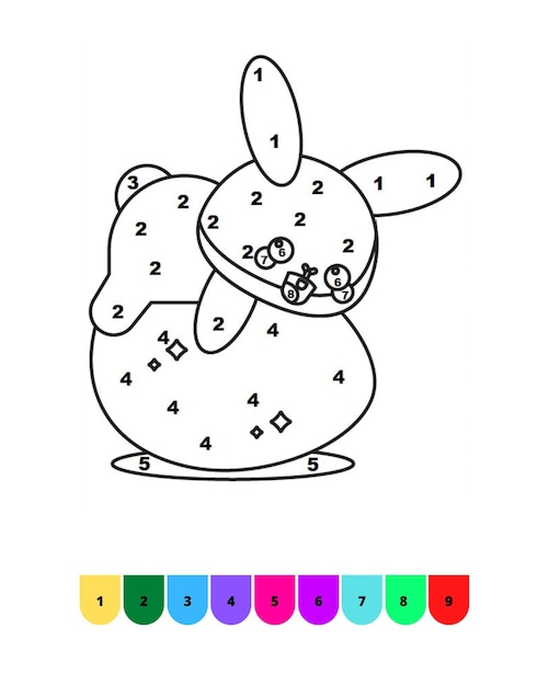 Página para colorear de Pascua para niños Color por número Dibujo de Pascua