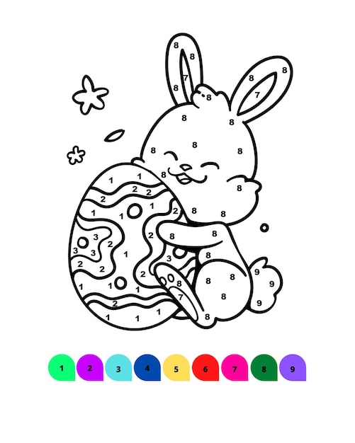 Página para colorear de Pascua para niños Color por número Dibujo de Pascua