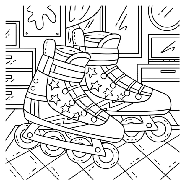 Pagina de colorear patines en línea para niños aislados