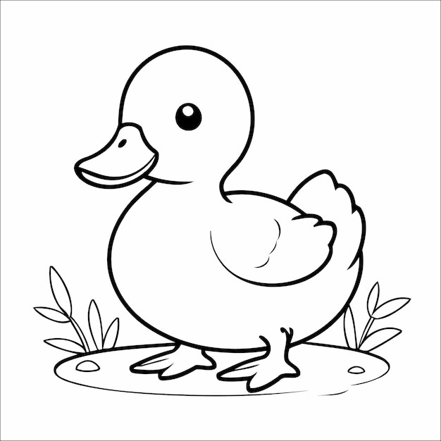 Vector página para colorear de pato lindo para niños