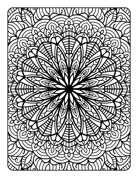 Página para colorear de patrón floral de mandala para relajación de adultos, páginas para colorear de mandala