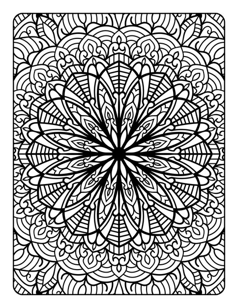 Página para colorear de patrón floral de mandala para relajación de adultos, páginas para colorear de mandala