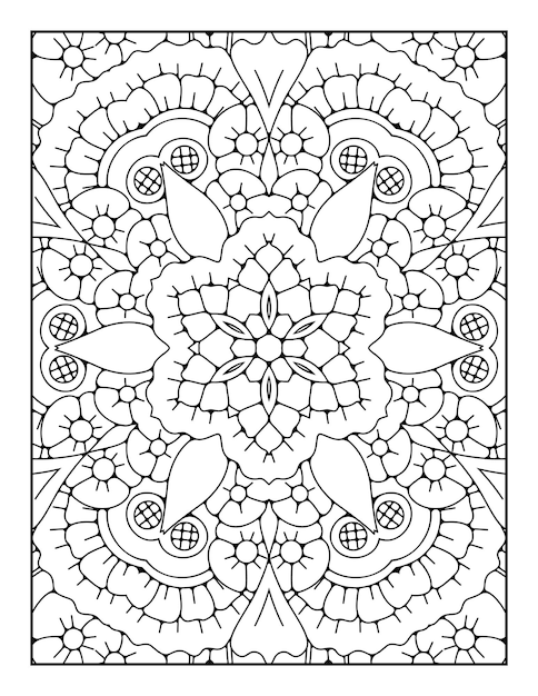 Página para colorear de patrón de mandala para adultos y libro de colorear de mandala de contorno dibujado a mano para niños