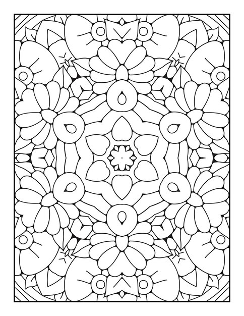 Página para colorear de patrón de mandala para adultos y libro de colorear de mandala de contorno dibujado a mano para niños