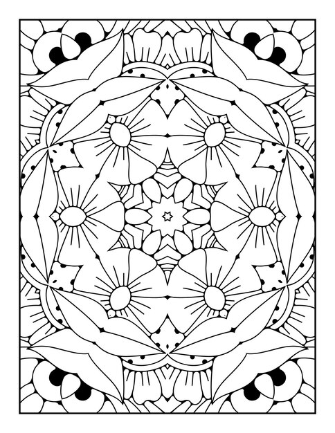 Página para colorear de patrón de mandala para adultos y libro de colorear de mandala de contorno dibujado a mano para niños