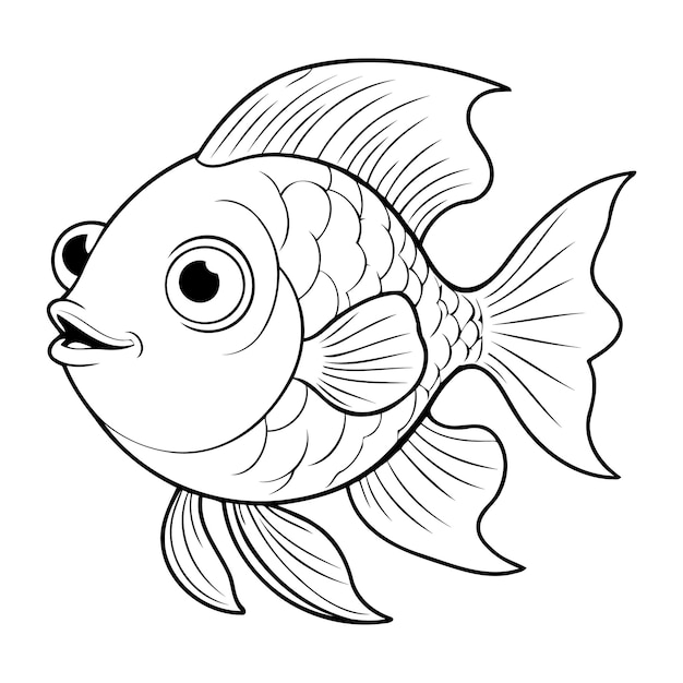 Vector página para colorear de peces para niños y adultos