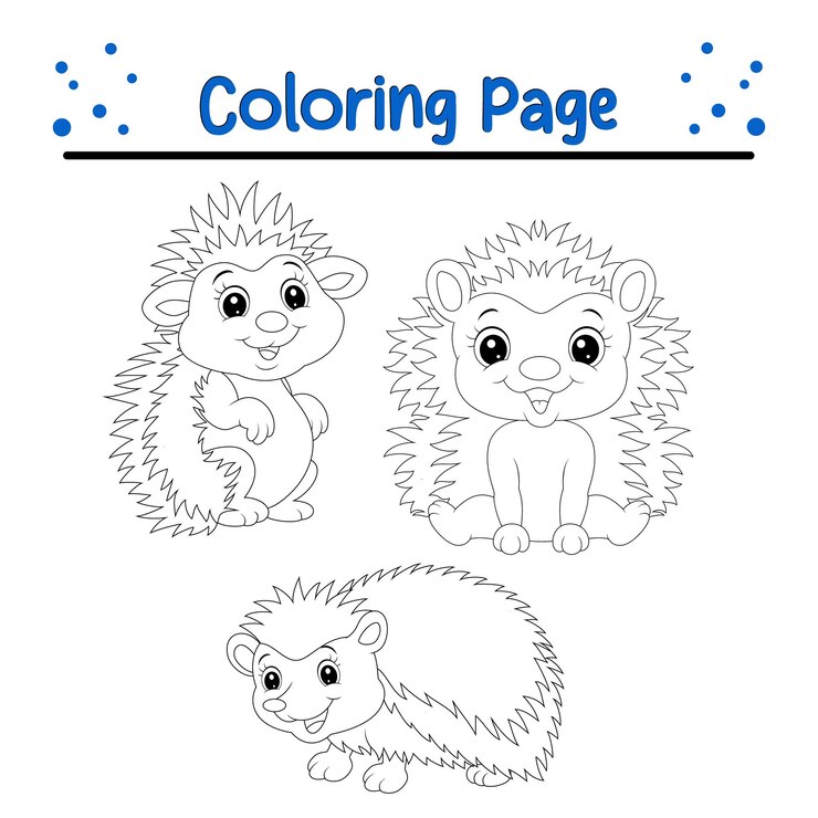 Vector página para colorear de pequeño erizo para niños
