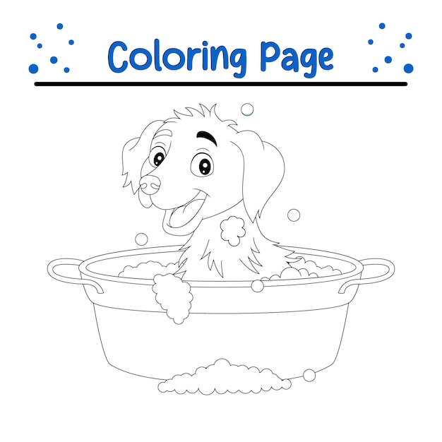 Página de colorear perro tomando un baño