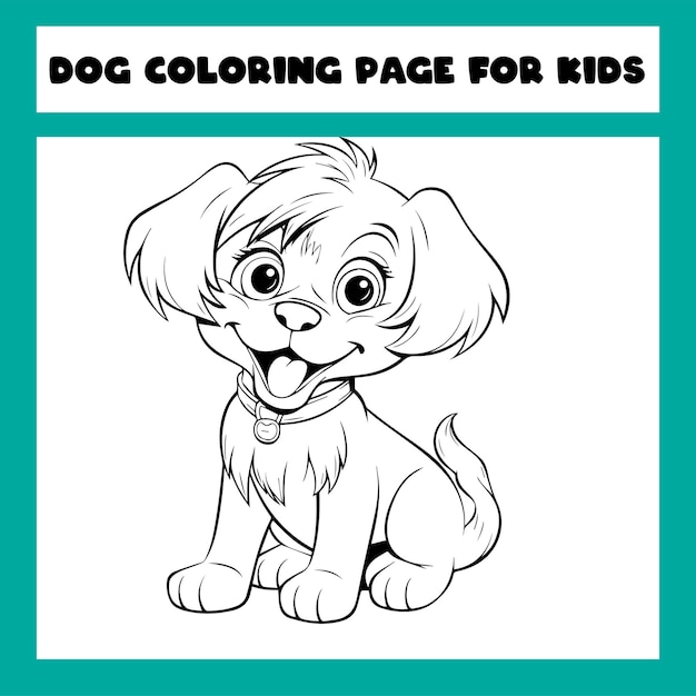 Vector página para colorear perros para niños