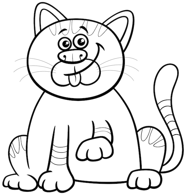 Página para colorear de personaje animal de gato de dibujos animados